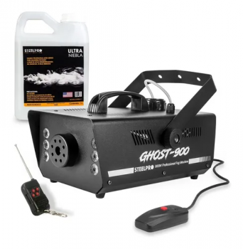 MAQUINA DE HUMO 900W  6 LED RGB ALAMBRICA E INALAMBRICA 900FGL STEEL PRO