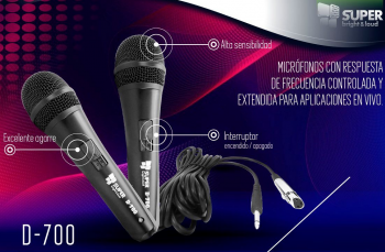 MICROFONO D-700 DINAMICO CON CABLE XLR-PLUG
