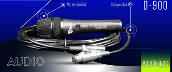 MICRÓFONO D-900 DINAMICO CON CABLE XLR-XLR