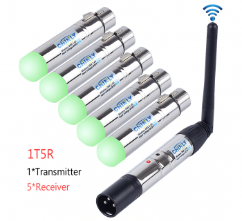 RECEPTORES DMX INALAMBRICOS PAQ. 1 TRANSMISOR 4 RECEPTORES