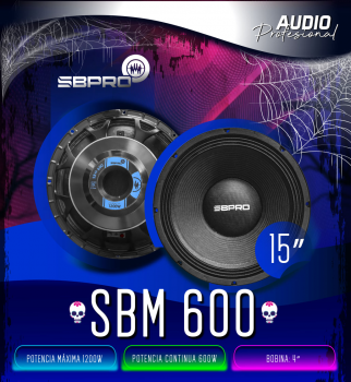 BOCINA DE 15" POTENCIA CONTINUA 600W MAX 1200V SUPER BRIGHT AND LOUD