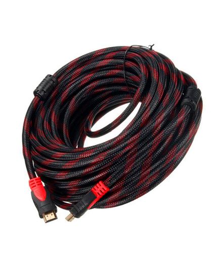 Cable HDMI 20 metros v1.4 cubierta de nylon Rojo y negro1080p 4K 3D