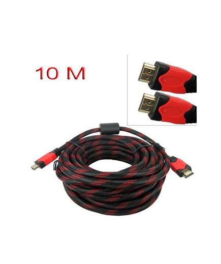Cable HDMI 10 metros v 1.4 con cubierta de nylon rojo y negro